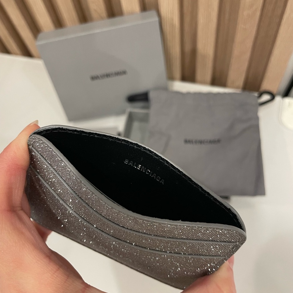 Balenciaga Silver Sparkle Card Holder - Picture 5 of 6